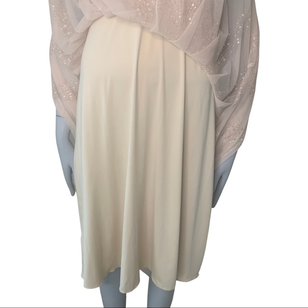 BCBGMAXAZRIA Sequin Embellished Nude Blush Sleeveless Midi Dress - Picture 13 of 16